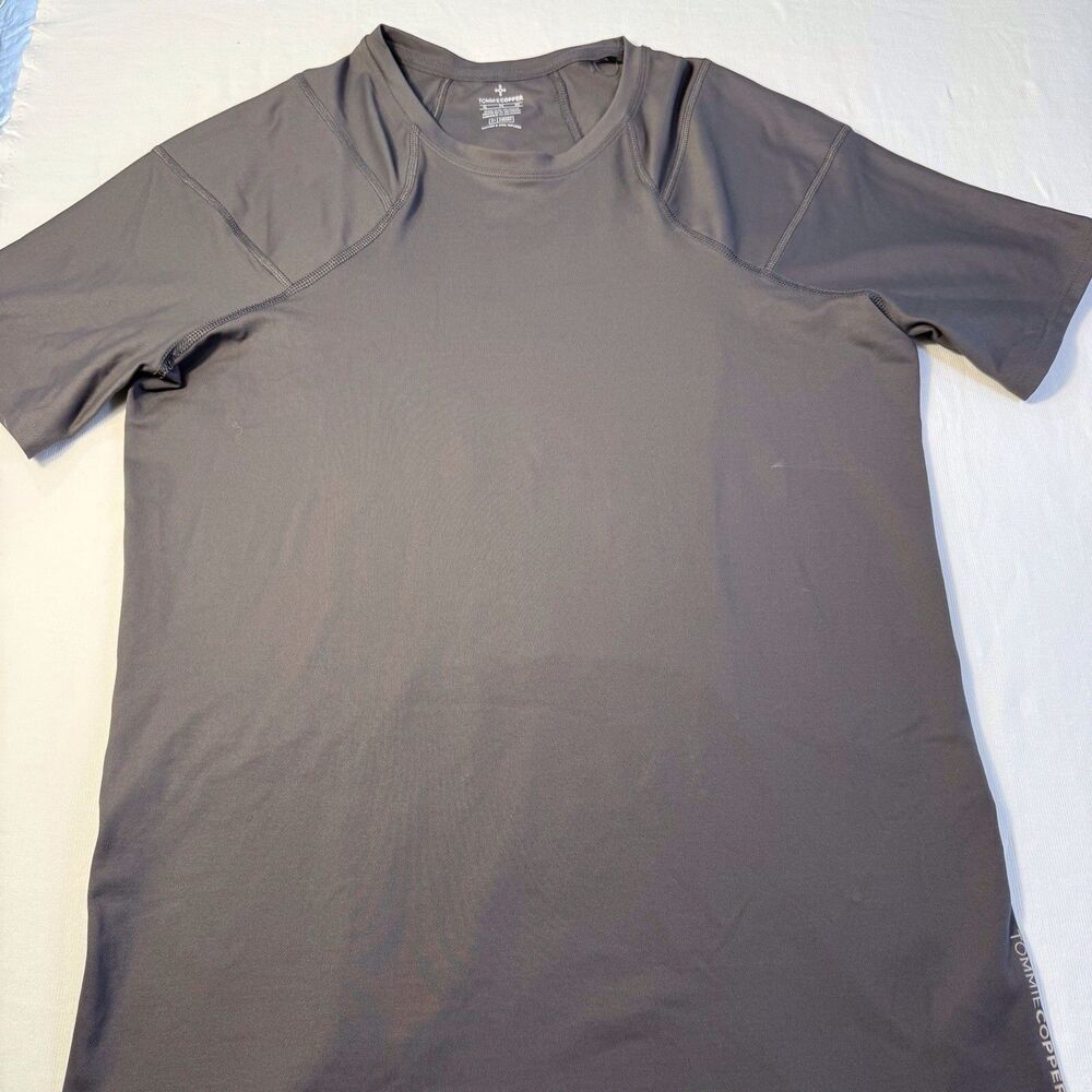 Tommy Copper Compression Shirt Mens XL Gray Short Sleeve Zinc Gym‎ Recovery